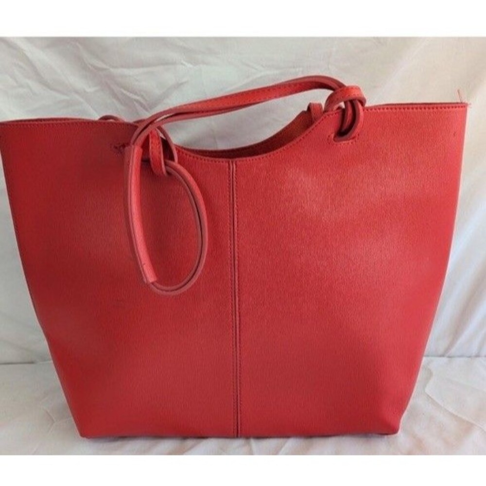 Neiman Marcus Red Coral Color Tote Bag Purse with Interior Pocket Chiccore